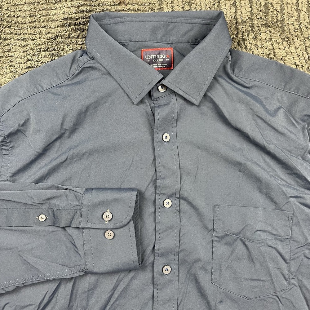 UNTUCKit Men's Dress Shirt XL Gray Stretch Performance Long Sleeve Button Front‎